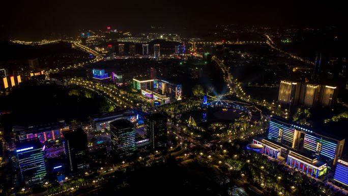 广州开发区夜景延时航拍