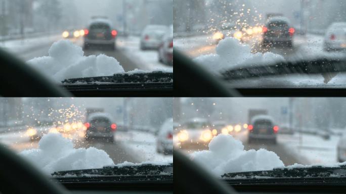 雪中的交通冬天冬季冰冻雪花下雪雾凇风景
