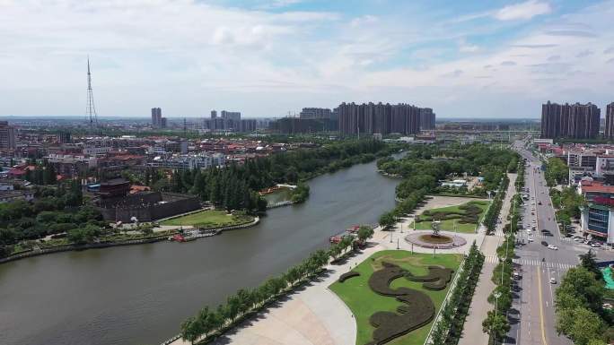荆州沙市区大景东门光影凤凰大桥江汉运河