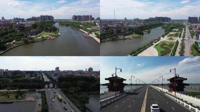 荆州沙市区大景东门光影凤凰大桥江汉运河