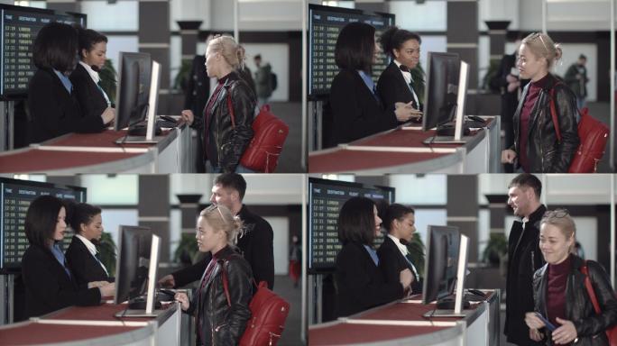 机场安检人员处理旅客信息