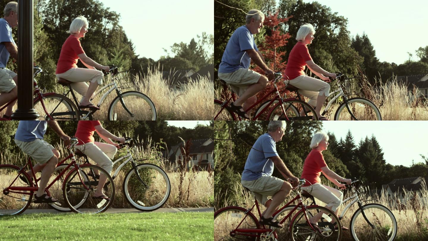 夫妇一起骑自行车