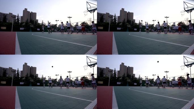 傍晚打篮球地拍