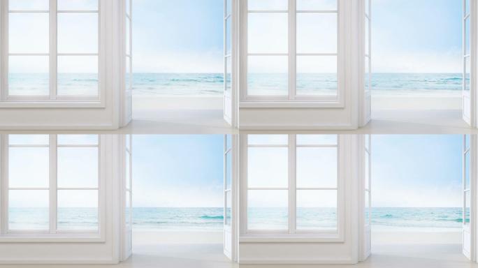 海滨别墅带门窗三维动画背景