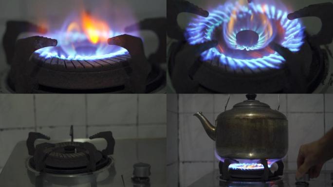 6组燃气灶煤气火焰