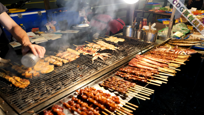 夜市烧烤小吃地摊文化夜市美食夜生活夜宵