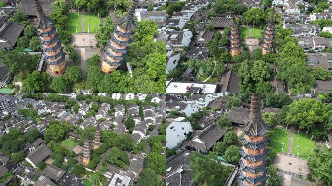 4K航拍 苏州定慧寺 双塔 古寺庙