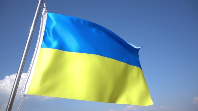乌克兰国旗城市建筑快速发展航拍延时国外地