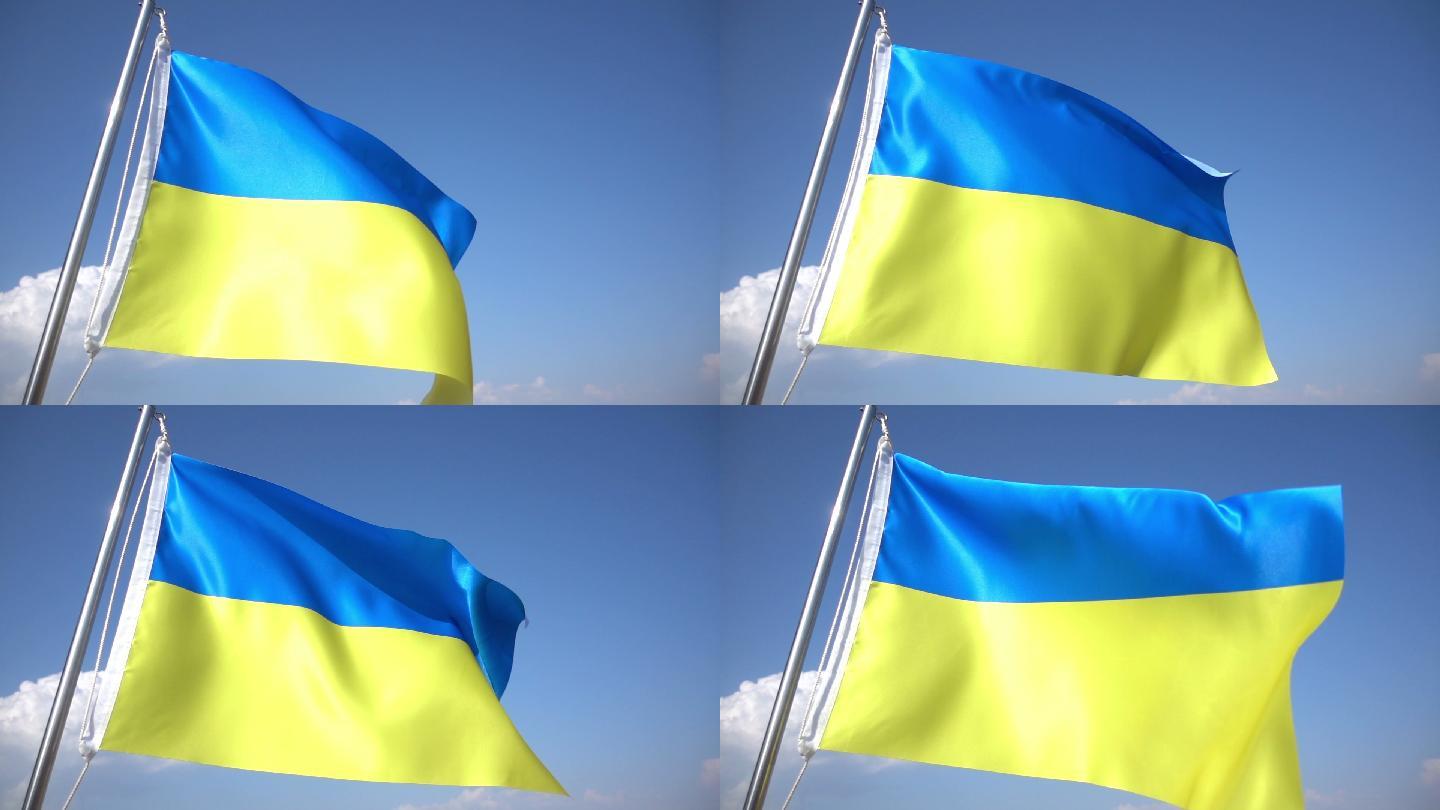 乌克兰国旗城市建筑快速发展航拍延时国外地