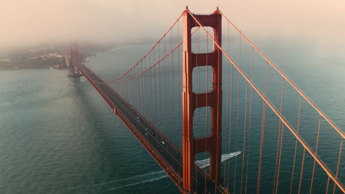 旧金山金门大桥航拍俯瞰美国