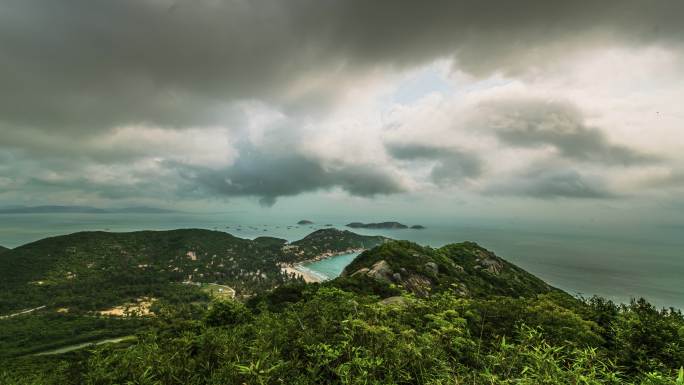 珠海高栏港飞沙滩旅游宣传海岸线沙滩白云