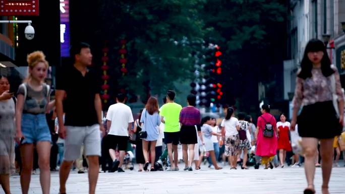 广州北京路步行街延时及人流素材