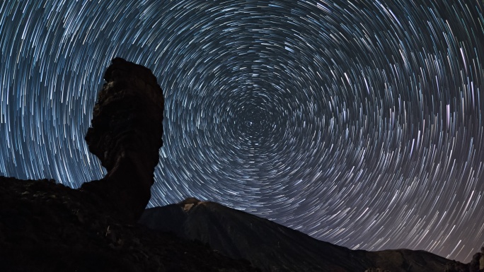 特内里费泰德火山上空的星光轨迹