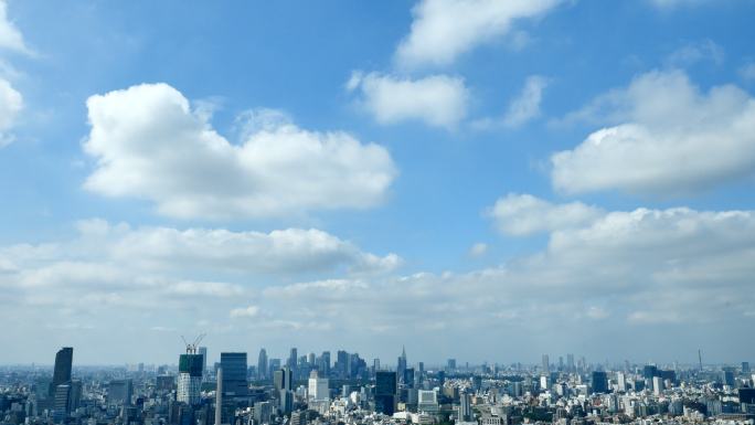 东京城市景观蓝天白云全景大景岛国风光