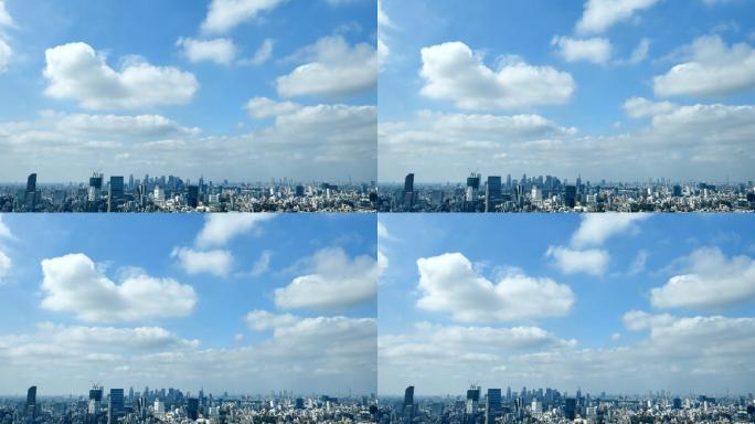 东京城市景观蓝天白云全景大景岛国风光
