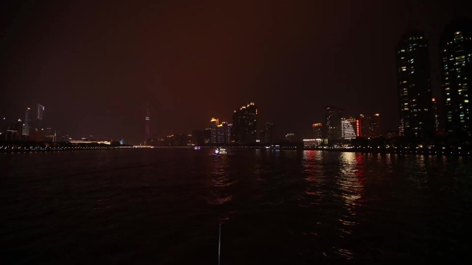 广州珠江广州塔夜景延时