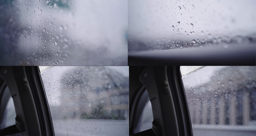 雨天汽车雨点滑落车窗伤感逃离城市风雨兼程