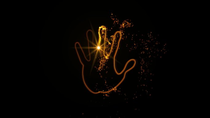 金色光线粒子手掌-带透明通道
