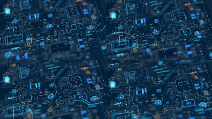 抽象主板电路4K循环动画