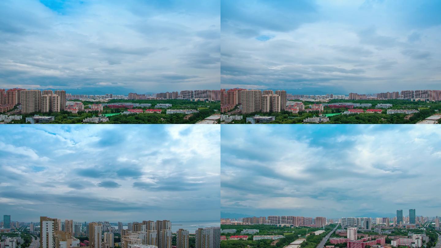 秦皇岛城市上空流动的云延时摄影