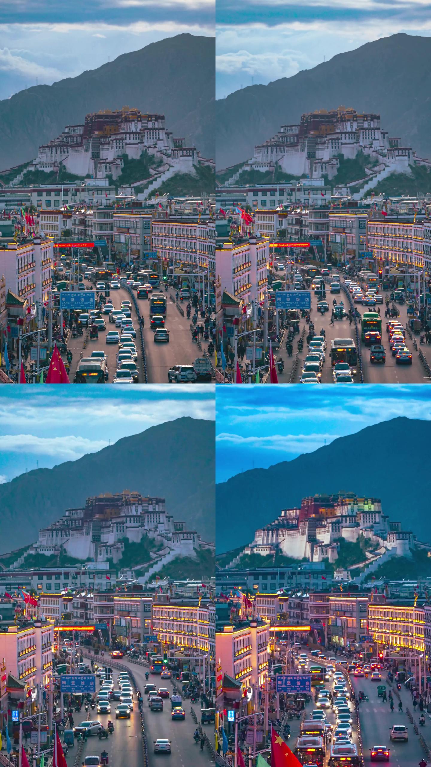 西藏拉萨布达拉宫日转夜延时摄影