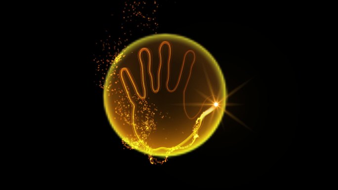 手掌光线粒子启动仪式素材-带透明通道