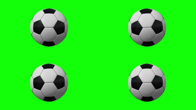 绿色屏幕上的4K足球旋转环