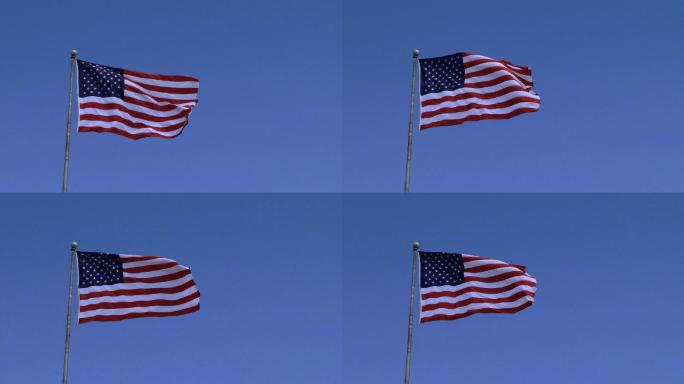美国国旗飘扬星条旗起伏