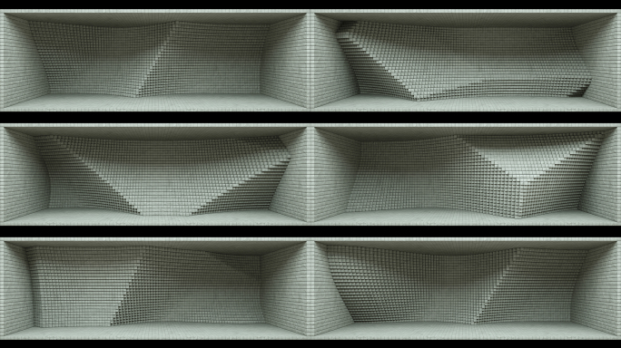 【裸眼3D】灰泥石墙视觉方块空间墙体矩阵