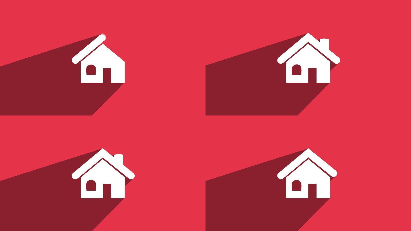 红色简单房屋图标
