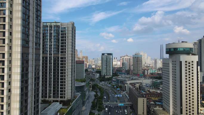 武汉城市解放大道4K航拍