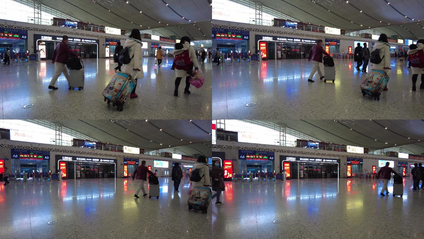 深圳北站候车厅旅客乘客匆忙脚步