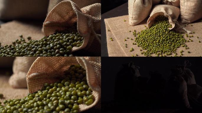 原创从暗到亮的绿豆粮袋组合镜头