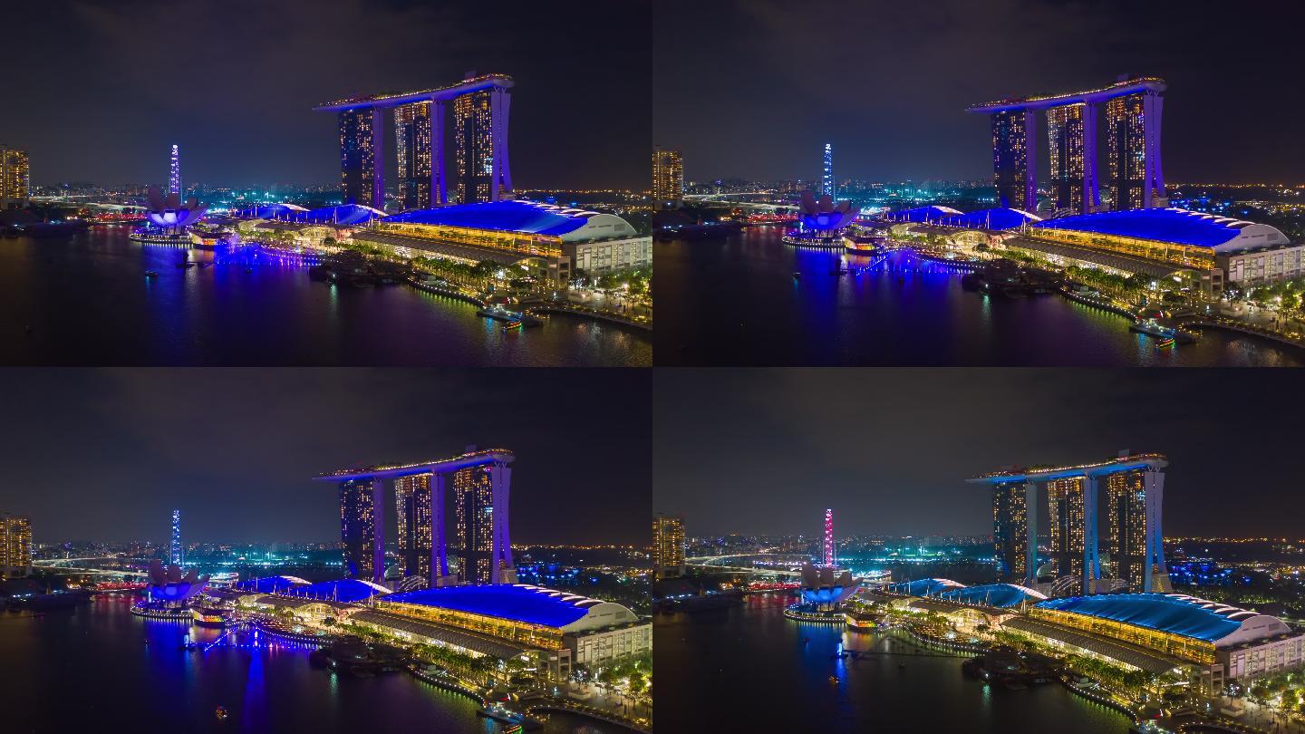 壁纸 新加坡的城市夜景，酒店，桥梁，蓝灯 2560x1600 HD 高清壁纸, 图片, 照片