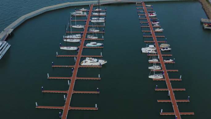 海口城市风光航拍西海岸游艇码头海边码头