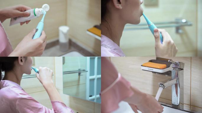 美女早上洗漱刷牙