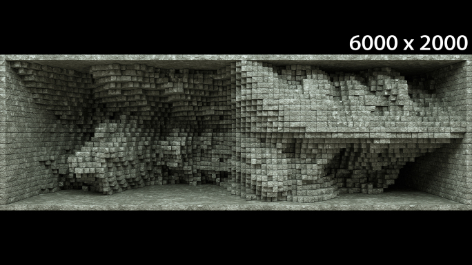 【裸眼3D】石墙岩石视觉方块空间墙体矩阵