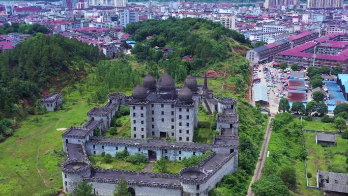 航拍江西万安影视城风景区