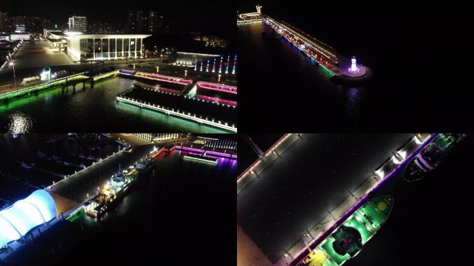 青岛奥帆基地夜景航拍
