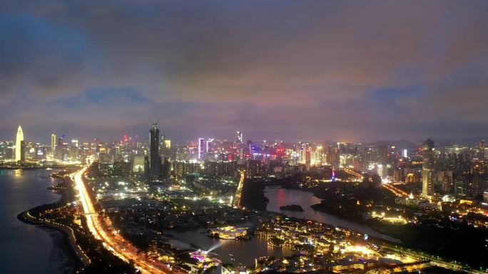 原创航拍：深圳湾人才公园夜景 延时