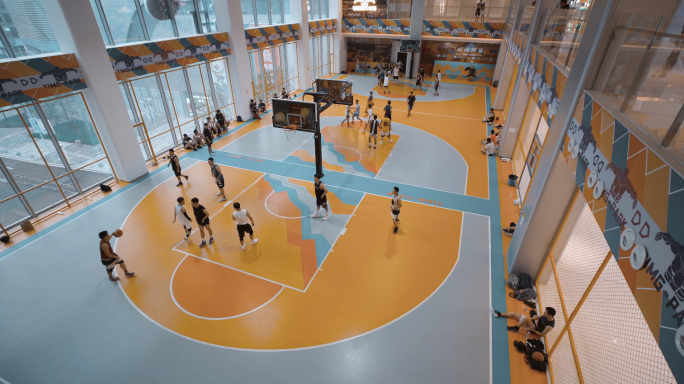 4K室内篮球运动场移动空镜