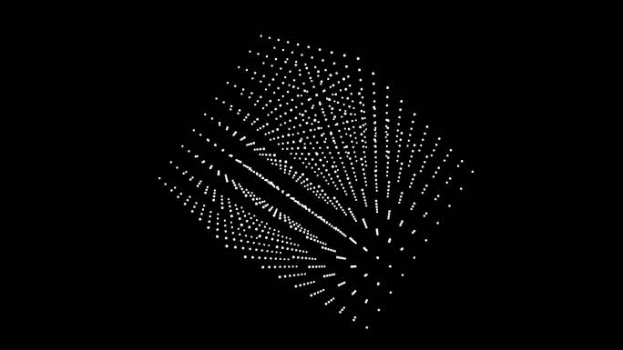 旋转的白色粒子的三维立方体