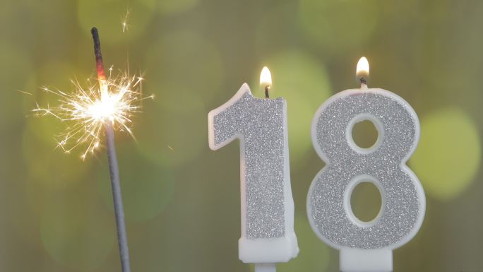 庆祝十八岁生日18岁生日蜡烛烟花生日快乐