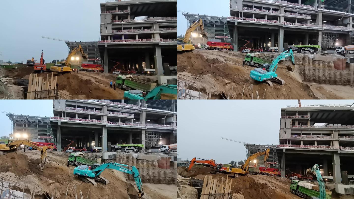 挖掘机挖土装车北京丰台火车站工地