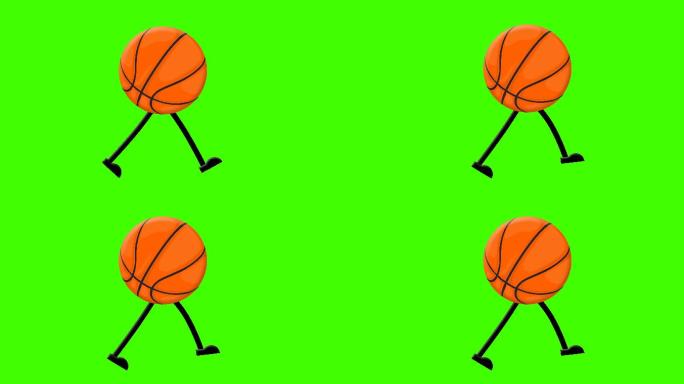 绿色屏幕背景上的篮球在步行