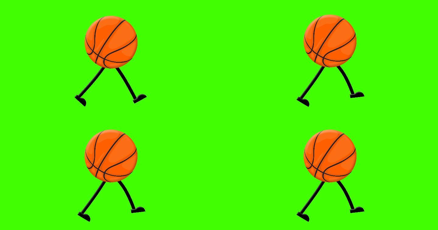 绿色屏幕背景上的篮球在步行