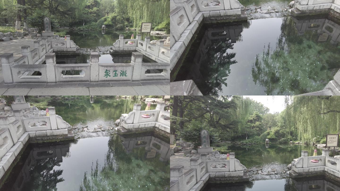 山东济南：夏天的趵突泉公园漱玉泉泉池