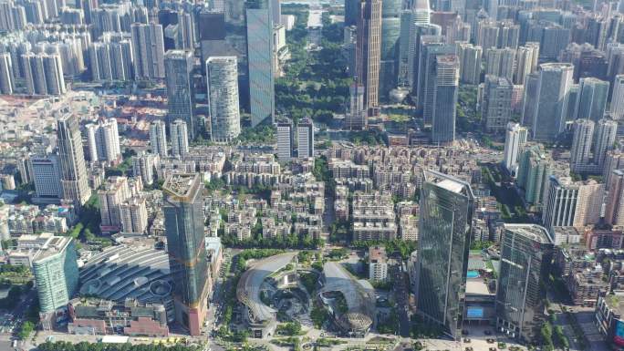 4K航拍  广州城市中轴线上地标建筑