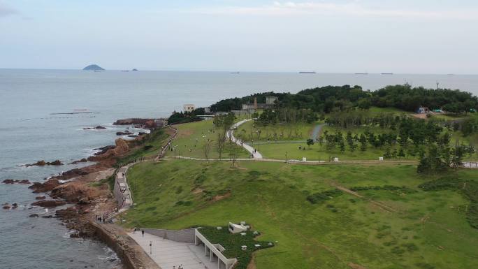 青岛小麦岛夏季风光航拍