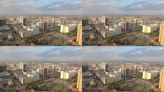 内罗毕市城市建筑快速发展航拍延时国外地标